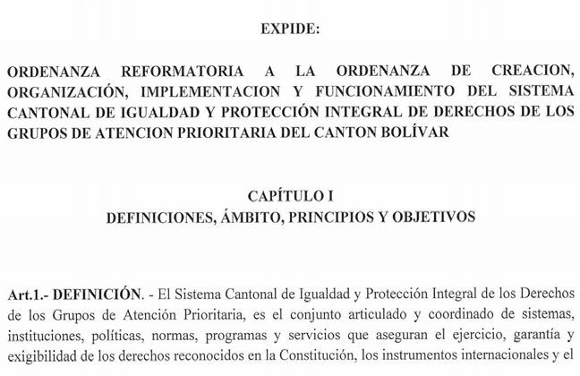 Ordenanza Municipal Cantón Bolívar: Reformatoria A La Ordenanza De ...